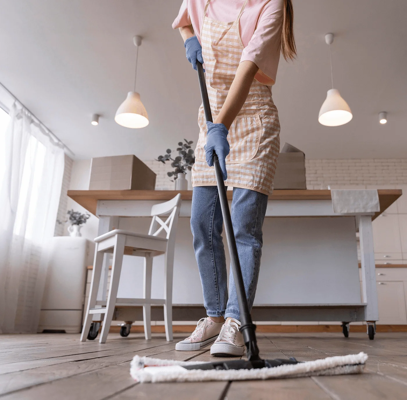 Person cleaning floor